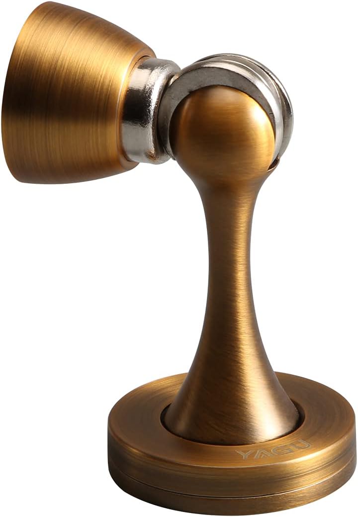 Door Stopper 4 Pack Magnetic Door Stops, Zinc Alloy Antique Brass Door Catch Door Holder Wall Floor Mounted, Metal Soft-Catch