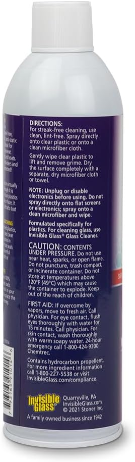 Invisible Glass 91014 Clear Plastic Cleaner - Cleans and Protects Plastic on Electronics, Appliances, Eyewear, Cars, Trucks, RVs, Boats & More - Helps Prevent Fog and Static - 19 oz