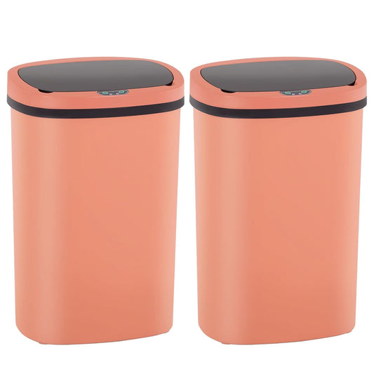 Automatic Motion Sensor Bathroom Trash Can with Lid, 13 Gallon Touchless Trash Bin, Smart Dog Proof Garbage Can, Touch Free Waste Basket for Toilet, Office, Bedroom,Pink,2