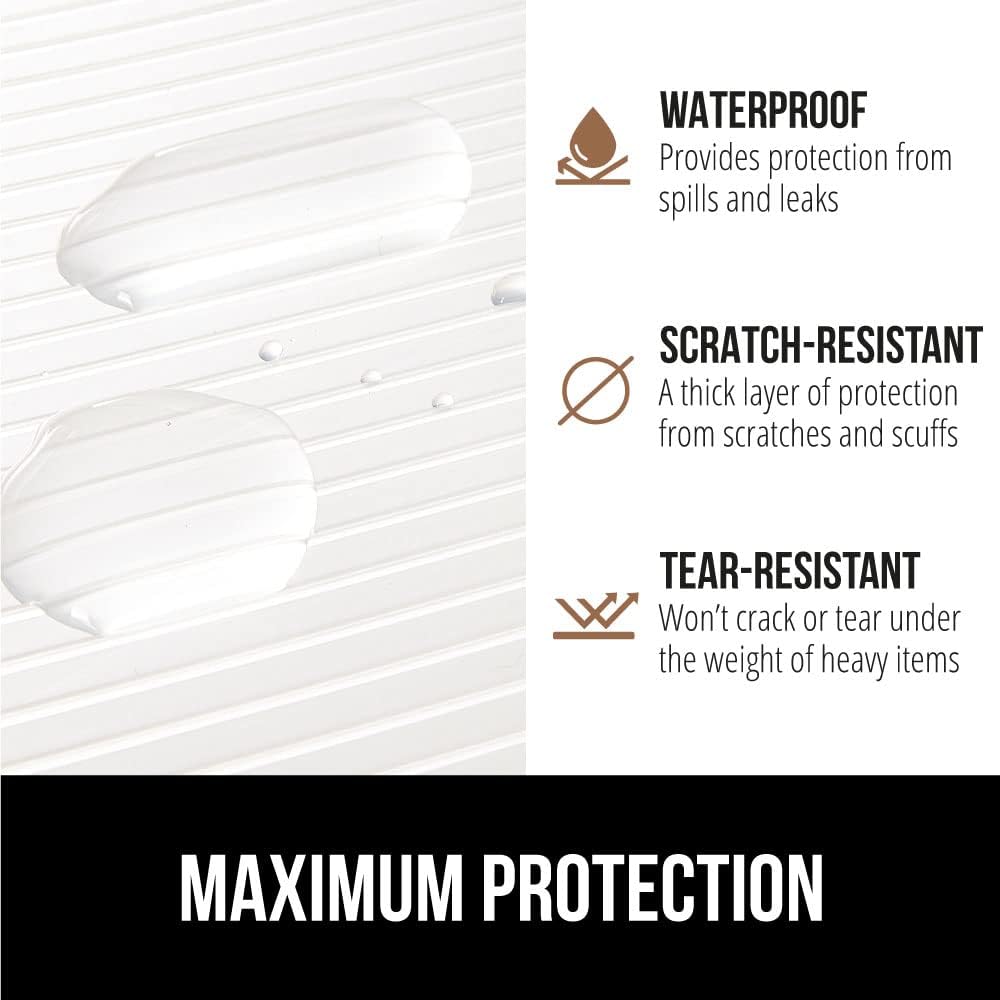 GORILLA GRIP DuraGuard Shelf Liner, 17.5x30 Non-Adhesive Cabinet Liners for Kitchen Drawers, Shelves, Refrigerator, Pantry Storage, Bathroom Closet, Durable Waterproof BPA Free Ribbed Plastic, Clear