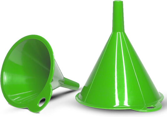 Crisp 2-Piece Funnel Set - All Purpose Funnels for Kitchen Use Filling Bottles - Durable & Dishwasher Safe Kitchen Funnel Set - Made in The USA - Bright Green