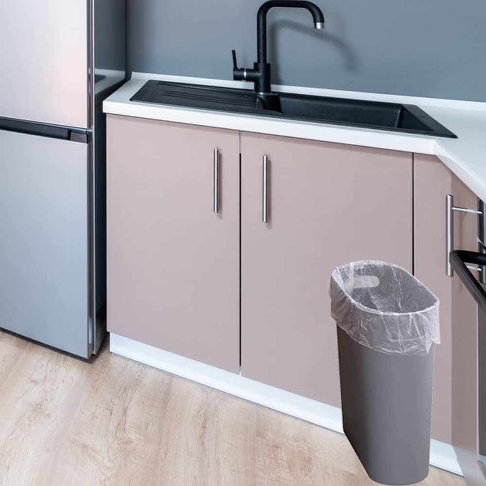 Small Trash Can Plastic Bathroom Wastebasket 3.2 Gallon Slim Garbage Container Bin with Handle for Home Kitchen Bathroom Bedroom Office, 2 Pack (Grey)