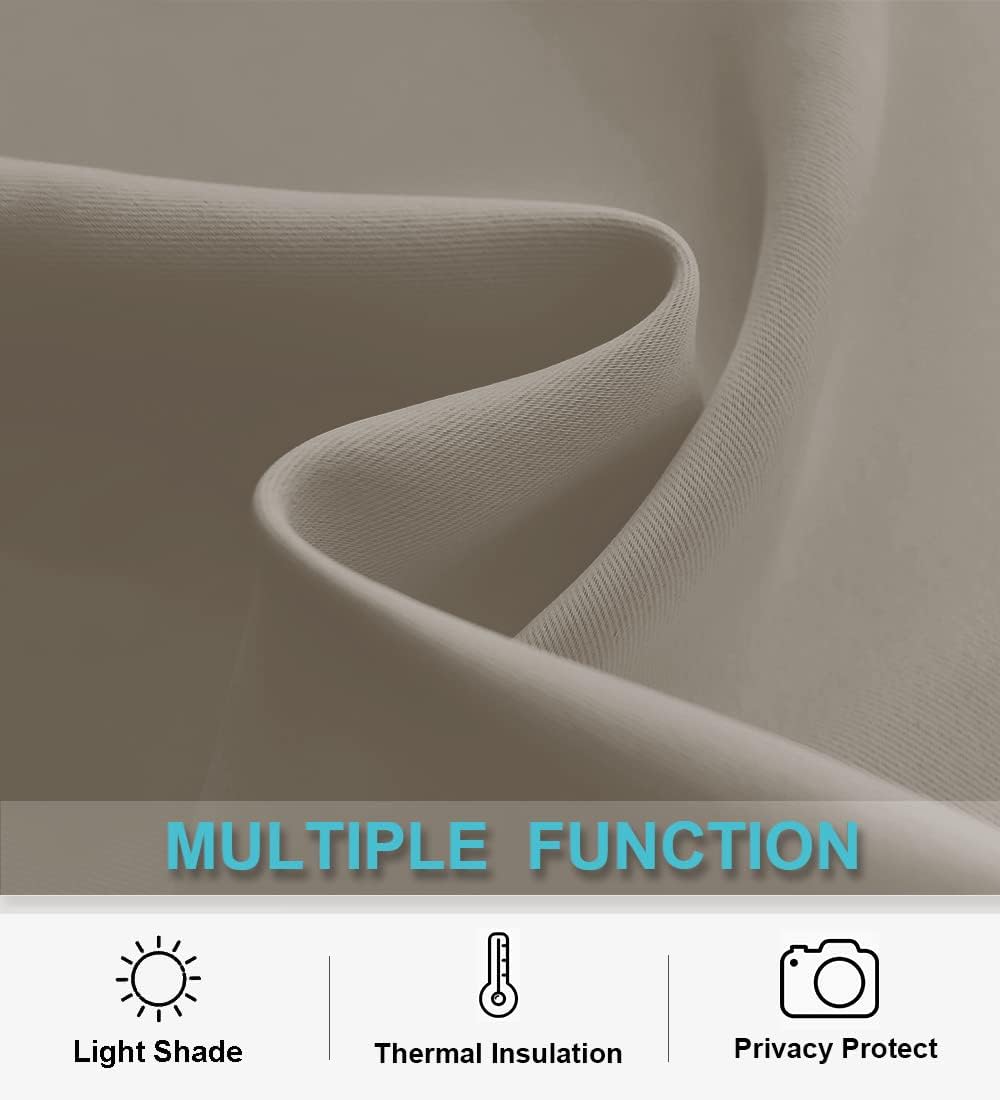 RYB HOME Small Curtains for Door Windows - Blackout Thermal Insulating Drapes for Home Theatre Bathroom Basement Cafe RV Camper Windows Blinds, Wide 34 x Long 30, Sand, 1 Pair