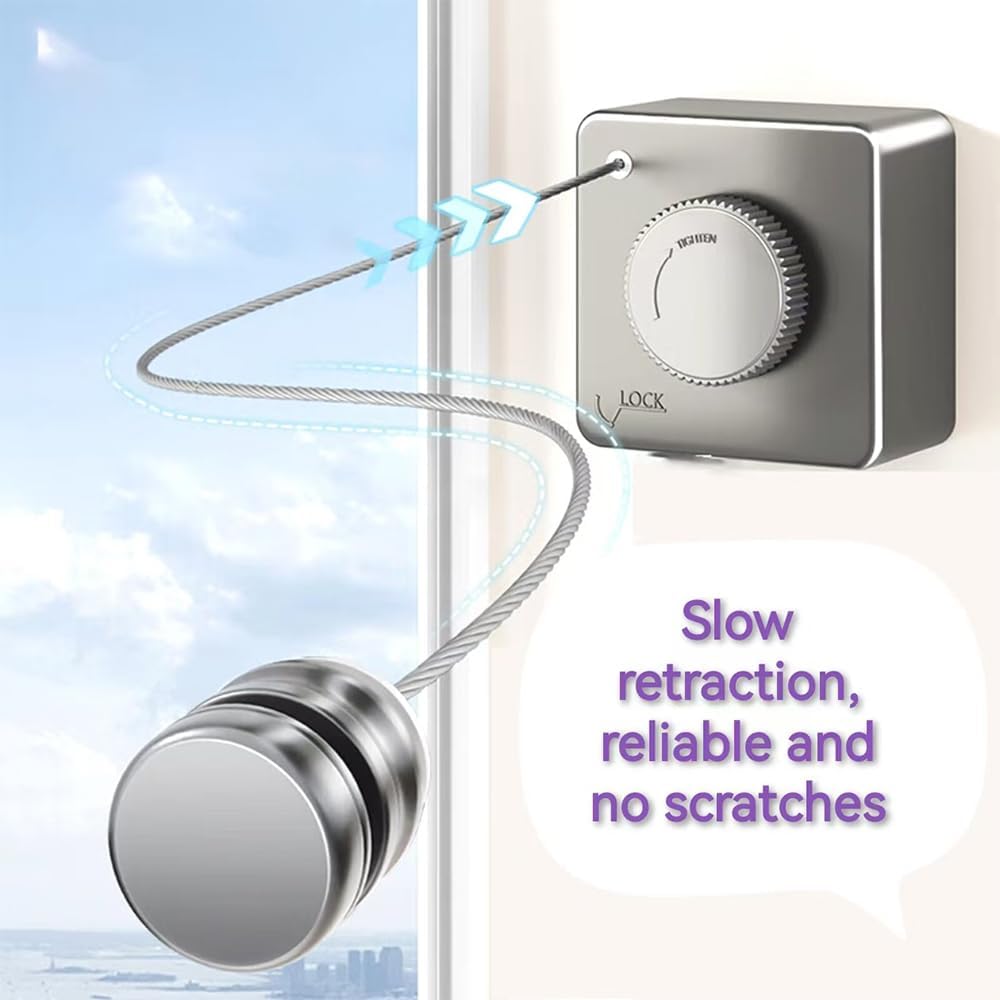 Retractable Clothesline, Wall Mounted, Stainless Steel, 17 Ft Indoor Outdoor (White)