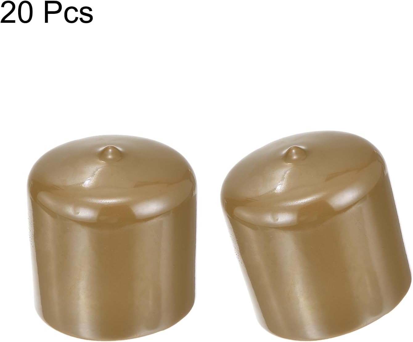 uxcell 20pcs Rubber End Caps 47mm(1 7/8") ID Vinyl PVC Round Tube Bolt Cap Cover Screw Thread Protectors Light Brown