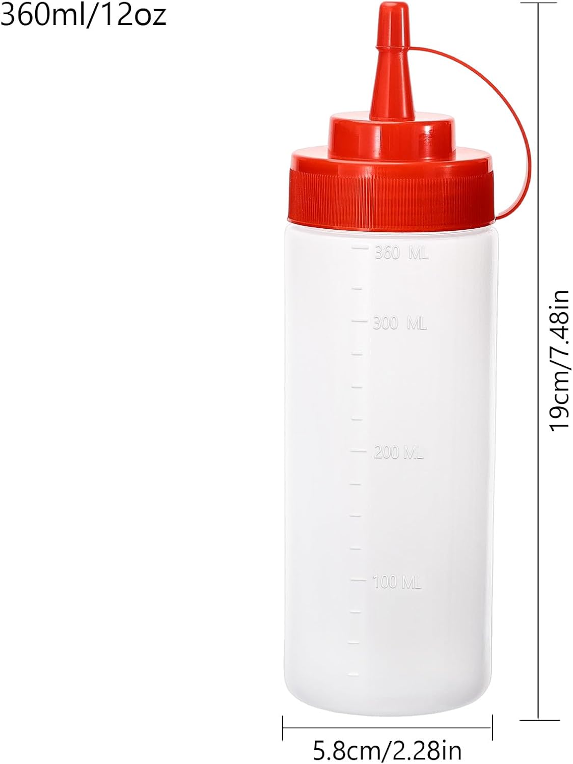 Condiment Squeeze Bottles Ketchup Dispenser, 4 Pack 12oz Squeeze Bottles for Liquids, Plastic Sauce Bottle with Cap Lid, Squirt Bottles for Sauces Liquids BBQ Dressing Pancake Art