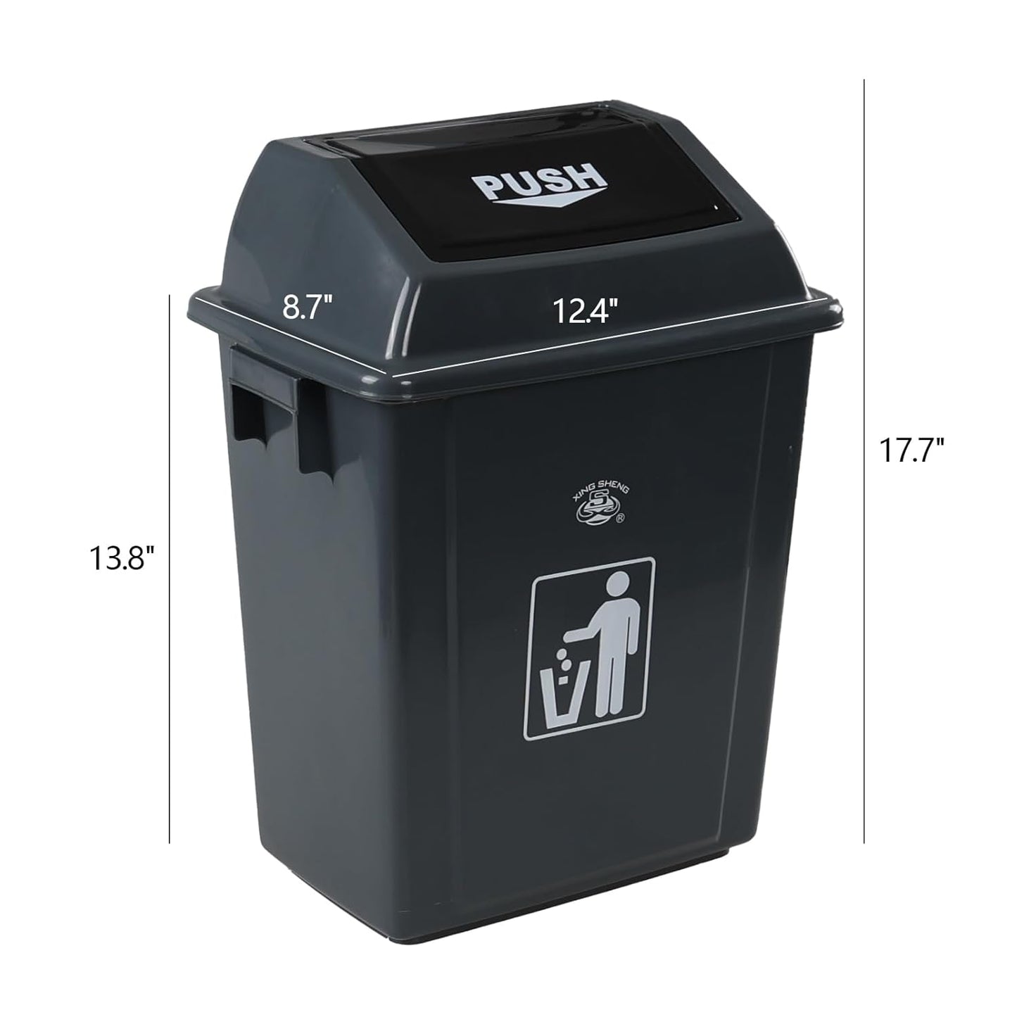 Readsky 6 Gallon Plastic Garbage Can Swing Lid, Trash Can Swing-Top, Swing Garbage Bin, 4 Packs, Gray