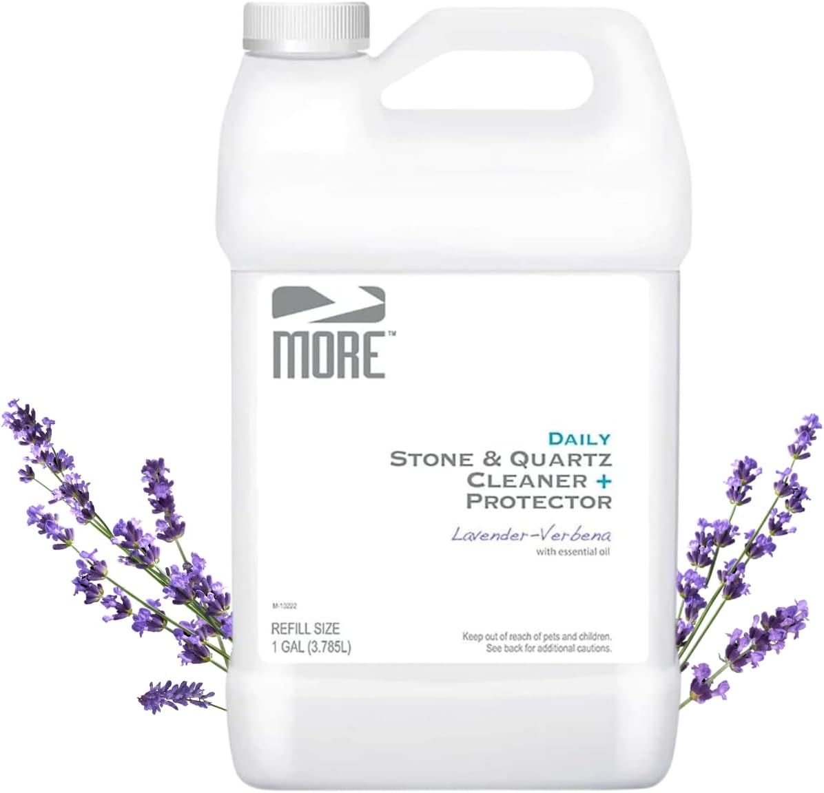 MORE Stone & Quartz Cleaner + Protector - Granite, Quartz & Marble Cleaner - For Kitchen & Bathroom Countertops - Water-Based Surface Spray Refill - Lavender-Verbena Essential Oil - Gallon (128oz)
