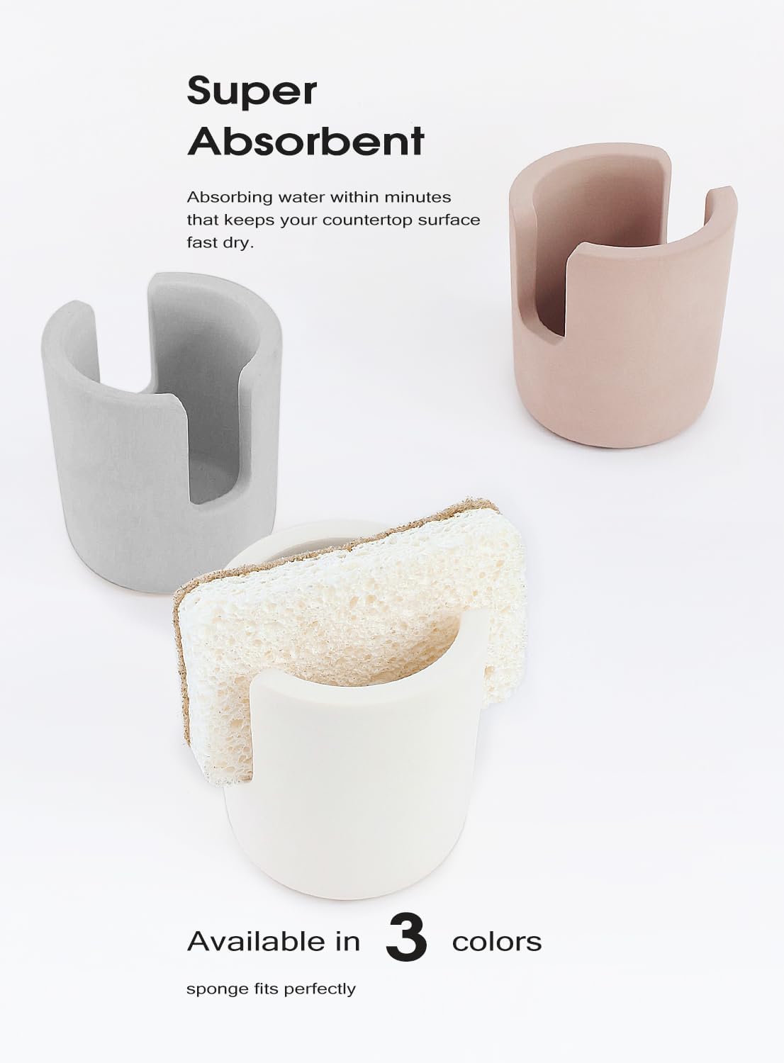 Diatomite Sponge Holder, Dish Sponge Stand for Kitchen Countertop, Stone Sponge Caddy Organizer, Face Sponge Holder, Cream