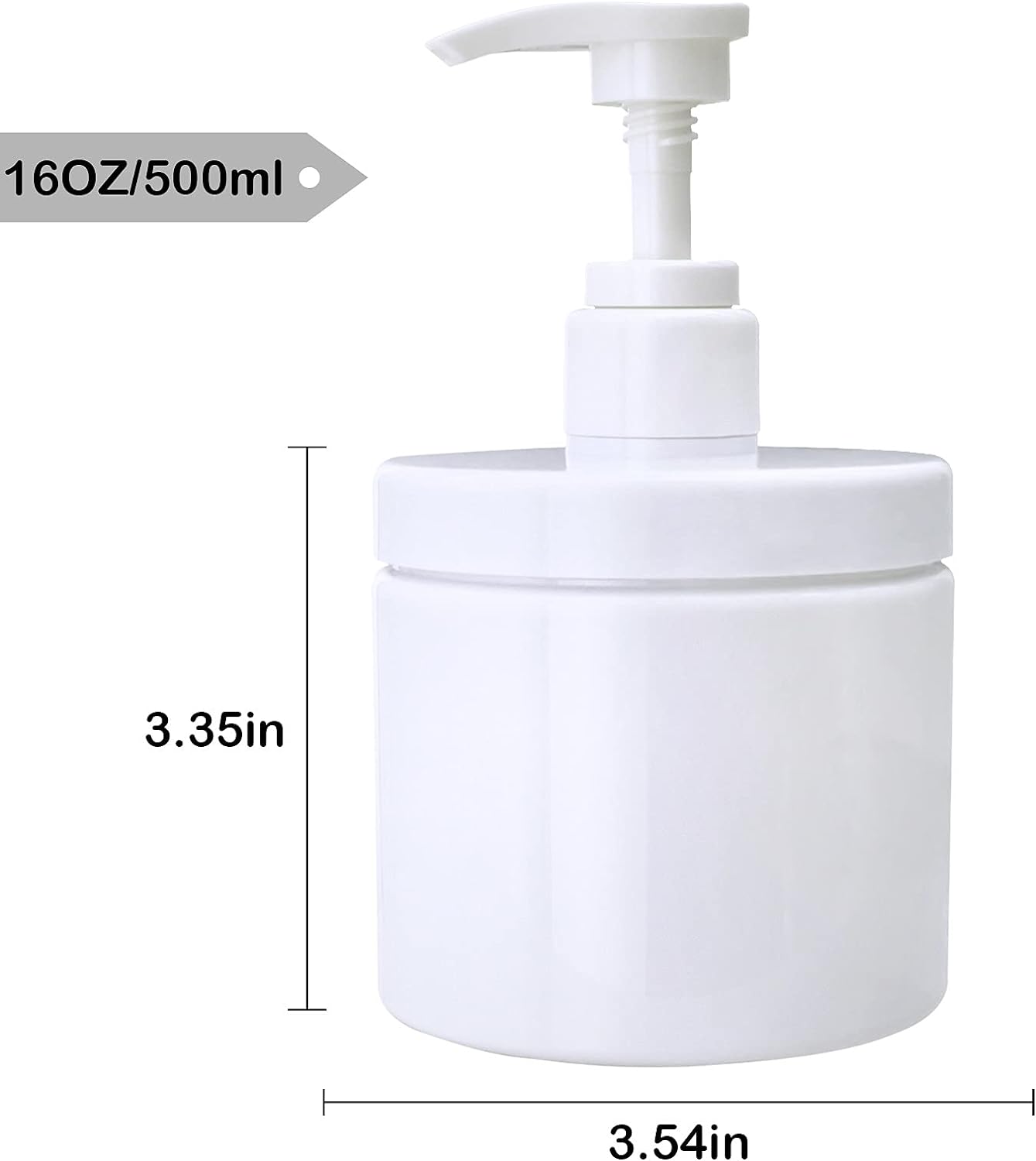 Cosywell Pump Bottle Dispenser Plastic Pump Bottles Refillable Bottles Wide Mouth Jar Style Empty Pump Bottles Bathroom Shower Containers for Lotion Shampoo Conditioner (White, 2X 500ml)