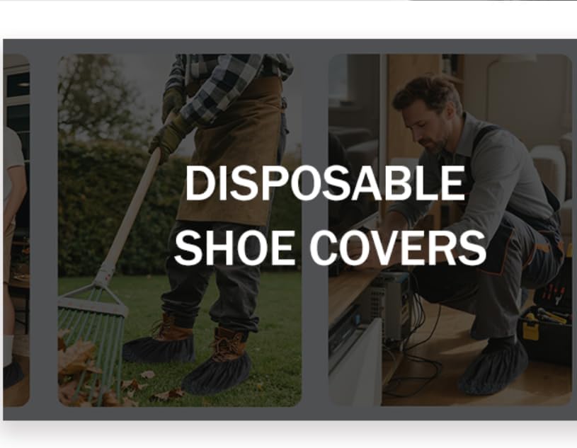 Non-Slip Shoe Covers Disposable, XL Large 200-Pack | Black Breathable Boot Covers for Indoor Use | Stretchable, Durable Non-Woven Fabric | Fits Men's Size Up to 13, Shoe Protectors for Home & Work