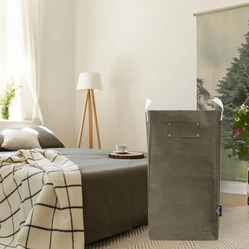 Deeablo New York - Sustainable Reusable Indoor Recycling Bin for Kitchen, Multipurpose Recycle Bin, Large Recycling Bins for Home, Washable Paper Bag for Recycling (Olive)