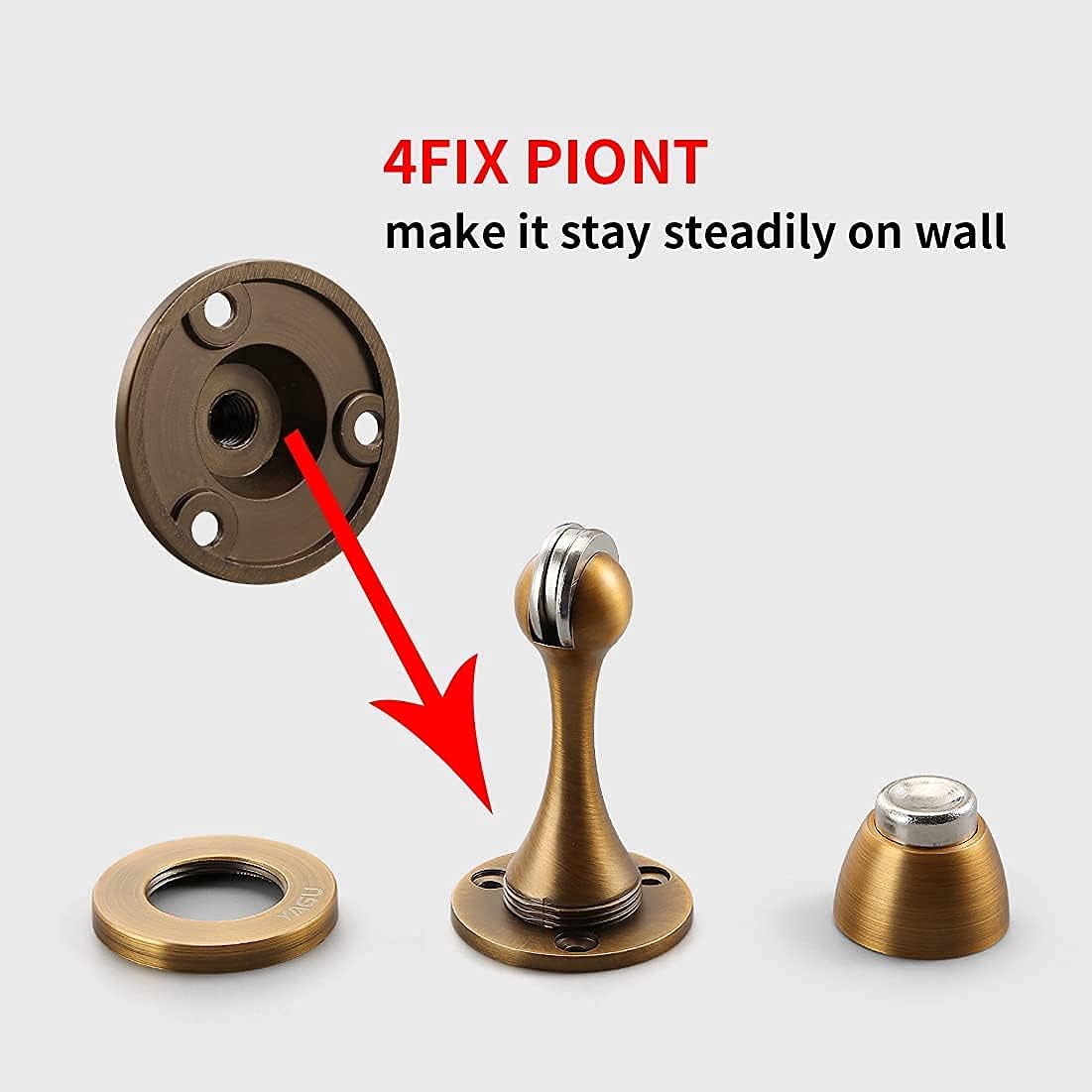 Door Stopper 1 Pack Magnetic Door Stops, Zinc Alloy Antique Brass Door Catch Door Holder Wall Floor Mounted, Metal Soft-Catch