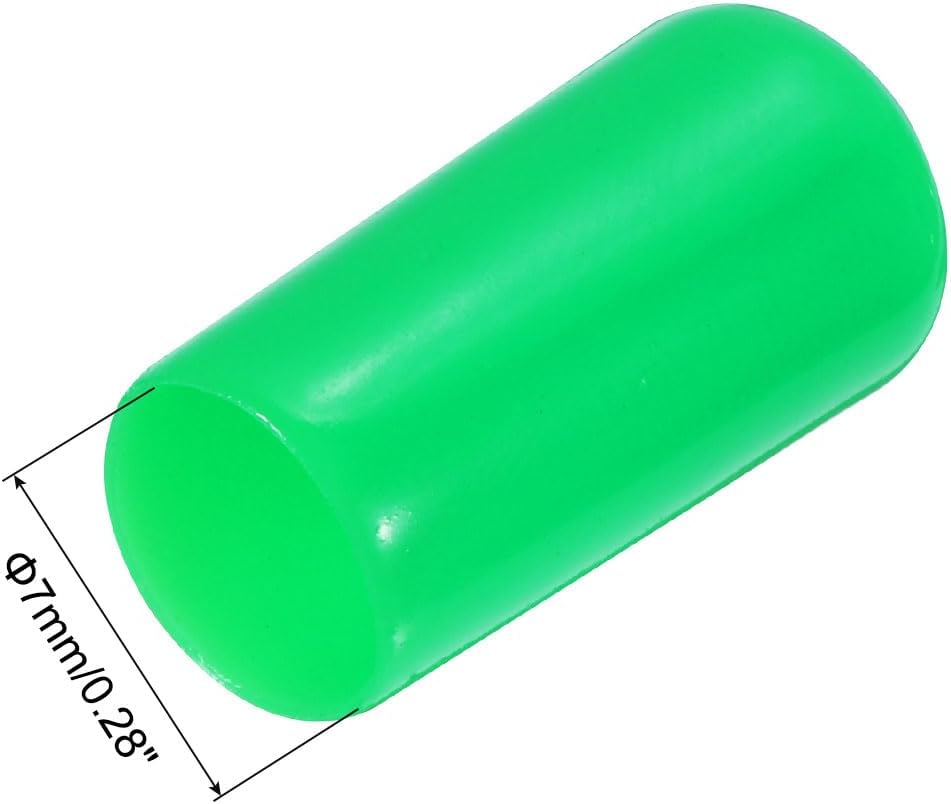 uxcell 20pcs Rubber End Caps 7mm ID Vinyl PVC Round Tube Bolt Cap Cover Screw Thread Protectors Green