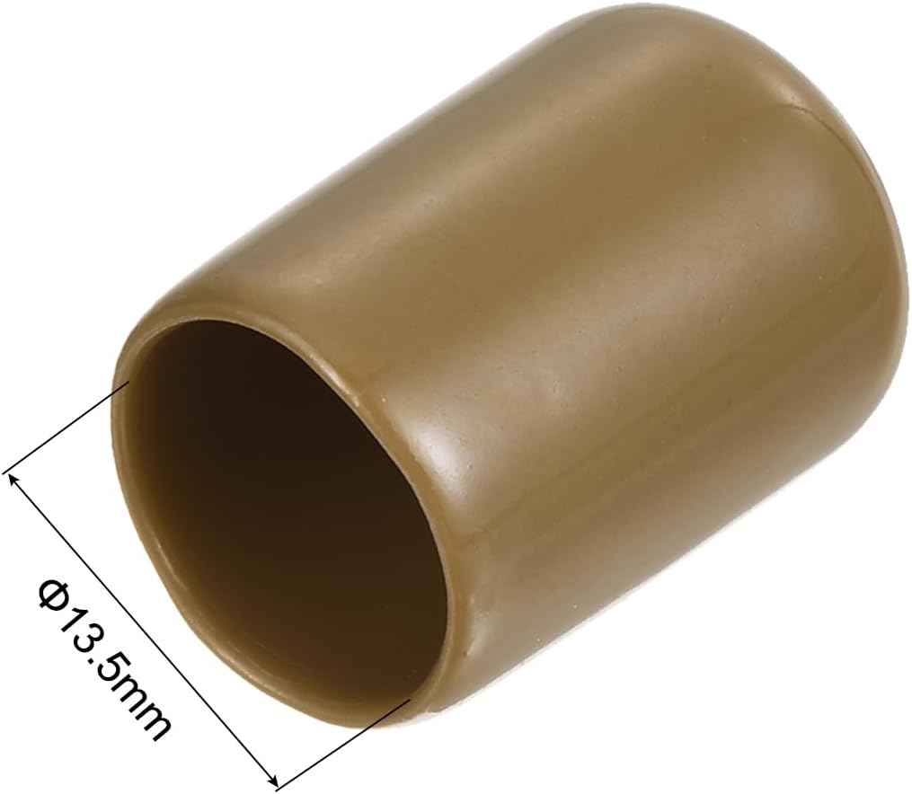 uxcell 20pcs Rubber End Caps 13.5mm ID Vinyl PVC Round Tube Bolt Cap Cover Screw Thread Protectors Light Brown
