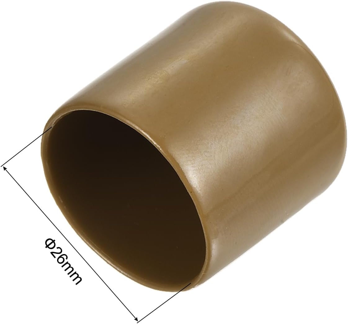 uxcell 20pcs Rubber End Caps 26mm(1 Inch) ID Vinyl PVC Round Tube Bolt Cap Cover Screw Thread Protectors Light Brown