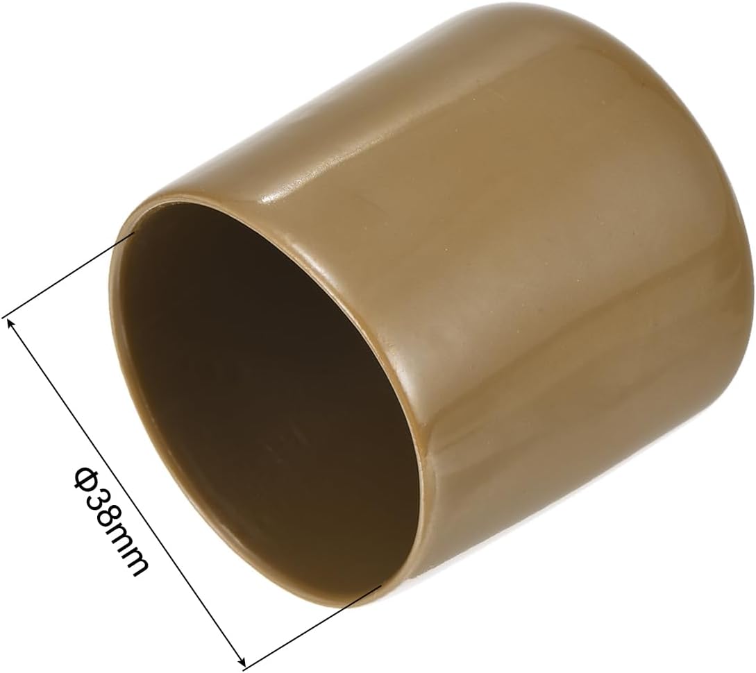 uxcell 20pcs Rubber End Caps 38mm(1 1/2") ID Vinyl PVC Round Tube Bolt Cap Cover Screw Thread Protectors Light Brown