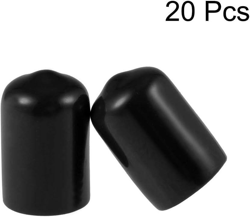 uxcell 20pcs Rubber End Caps 11mm ID Vinyl Round Tube Bolt Cap Cover Thread Protectors Black