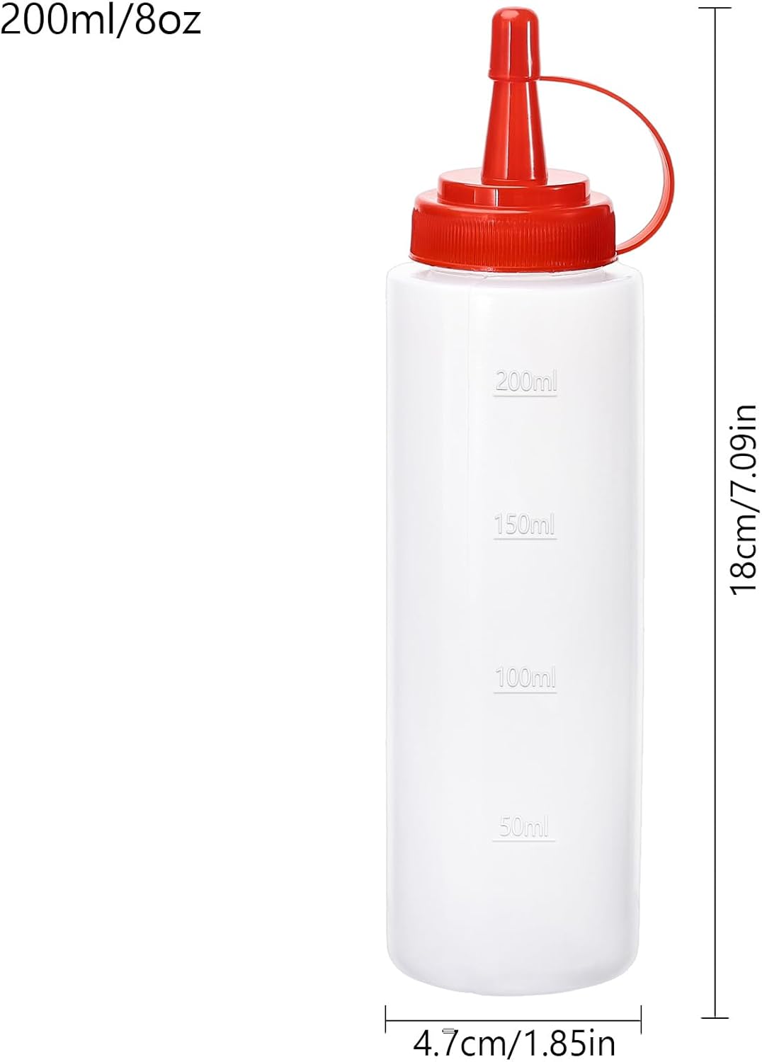 Condiment Squeeze Bottles Ketchup Dispenser, 6 Pack 8oz Squeeze Bottles for Liquids, Plastic Sauce Bottle with Cap Lid, Squirt Bottles for Sauces Liquids BBQ Dressing Pancake Art