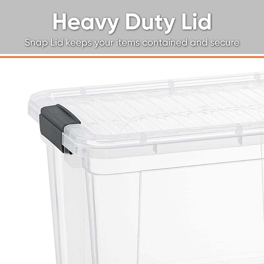 Superio Clear Storage Bins with Lids, Stackable Deep Storage Boxes with Latches and Handles, Extra Small, 4 Pack, Deep Containers for Home, Garage, and Kitchen