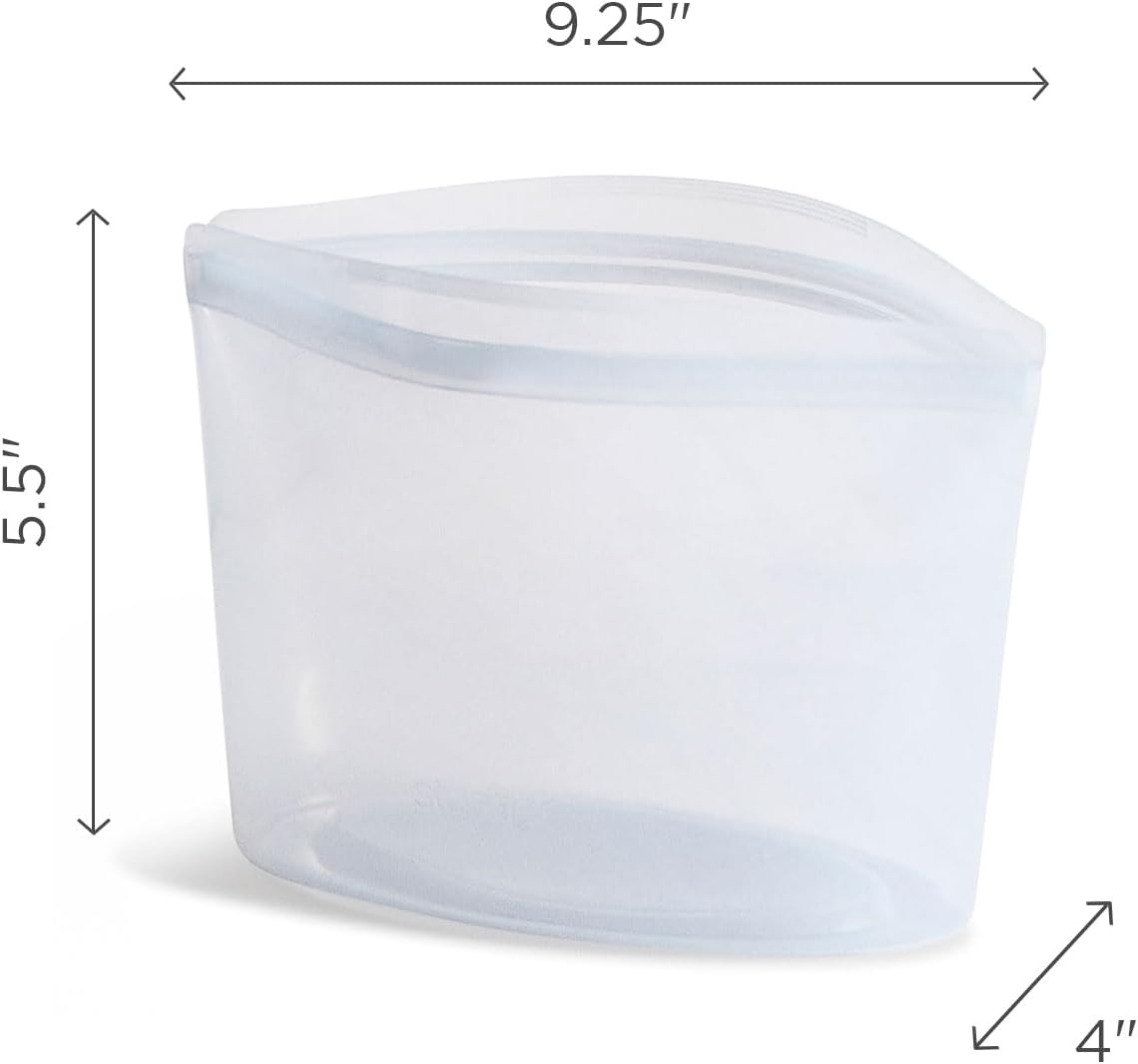 Stasher Premium Silicone Reusable Food Storage Bowl, 4-Cup, Clear, Microwave, Sous Vide, Dishwasher, Oven and Freezer Safe, Travel Container, BPA Free, Leak-free, Eco-friendly