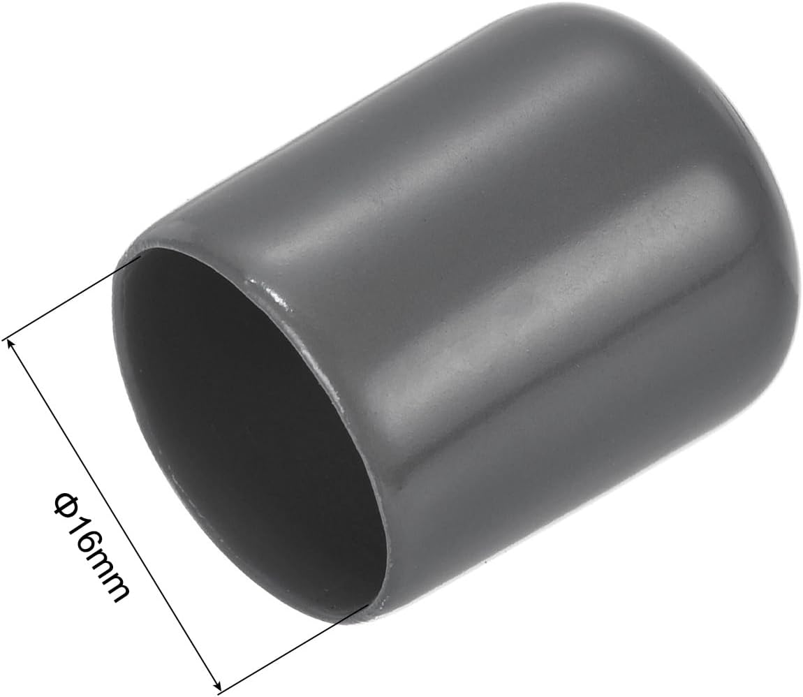 uxcell 20pcs Rubber End Caps 16mm ID Vinyl PVC Round Tube Bolt Cap Cover Screw Thread Protectors Dark Grey