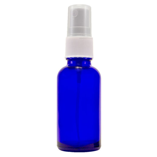 1 oz Cobalt Blue Boston Round Glass Bottle with Fine Mist sprayer 12/bx