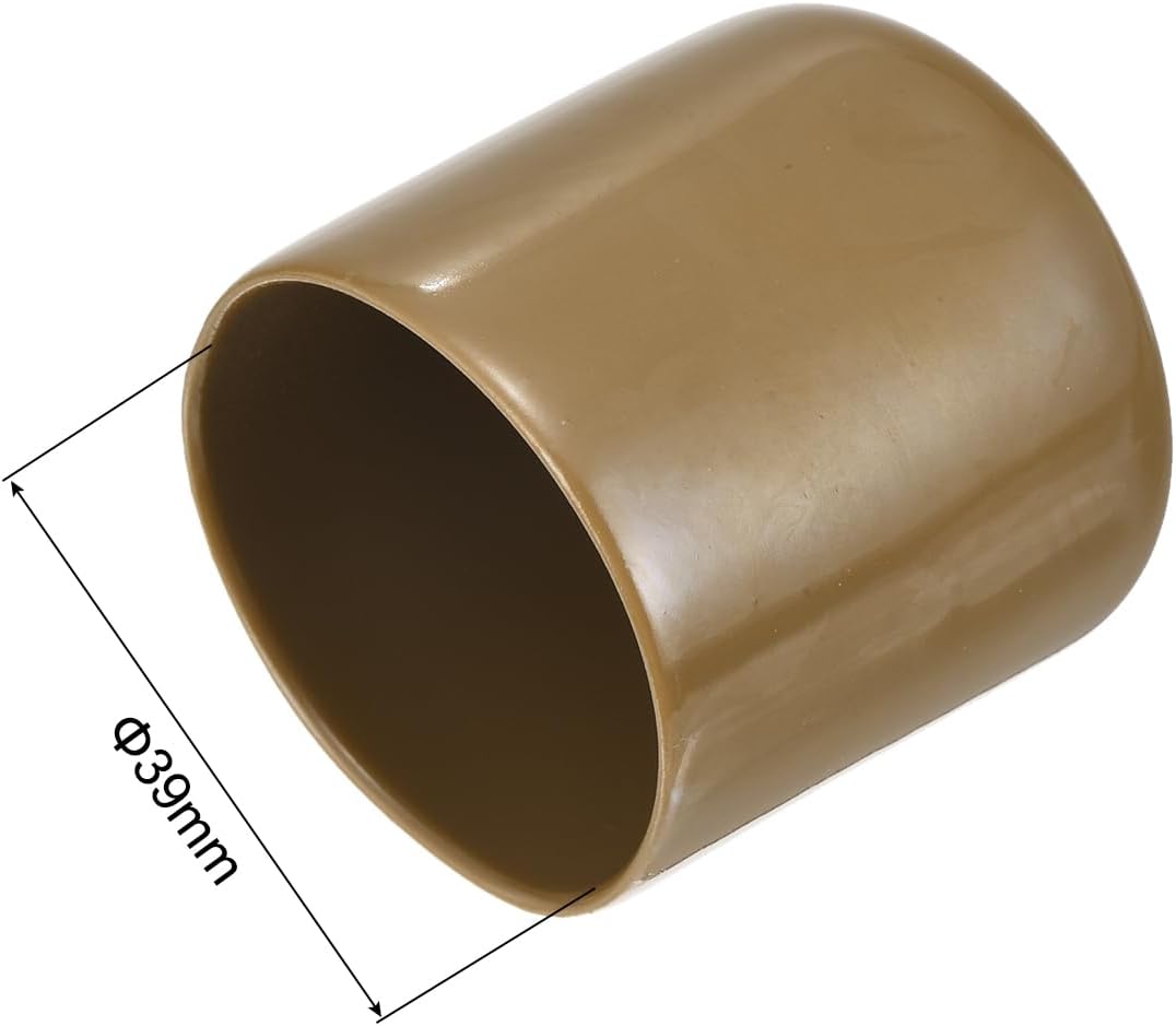 uxcell 20pcs Rubber End Caps 39mm(1 1/2") ID Vinyl PVC Round Tube Bolt Cap Cover Screw Thread Protectors Light Brown