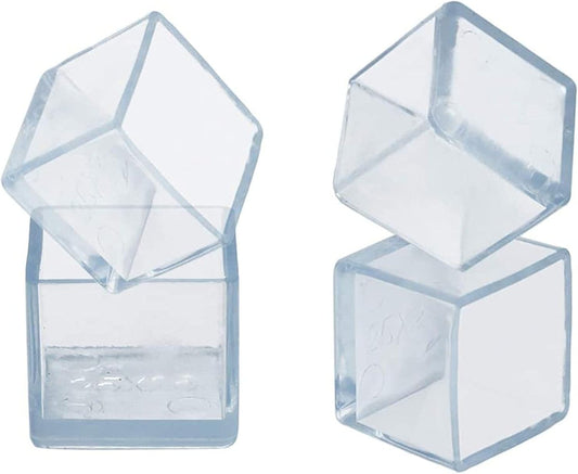 10 Pcs Transparent Square Anti-Slip Rubber Leg Tips Chair Leg Caps Furniture Floor Protectors Chair Table Bar Stool Leg Covers Furniture Leg Cube Feet 2.36 Inch x 2.36 Inch (60 x 60mm)
