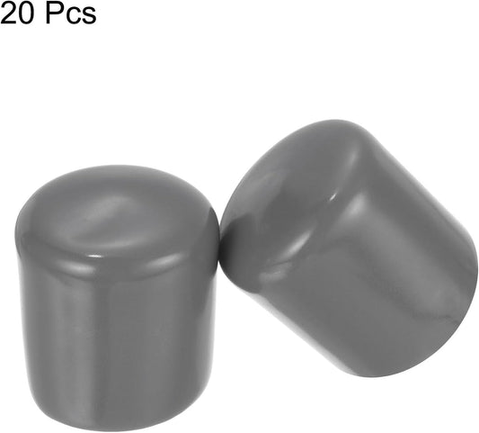 uxcell 20pcs Rubber End Caps 24mm ID Vinyl PVC Round Tube Bolt Cap Cover Screw Thread Protectors Dark Grey