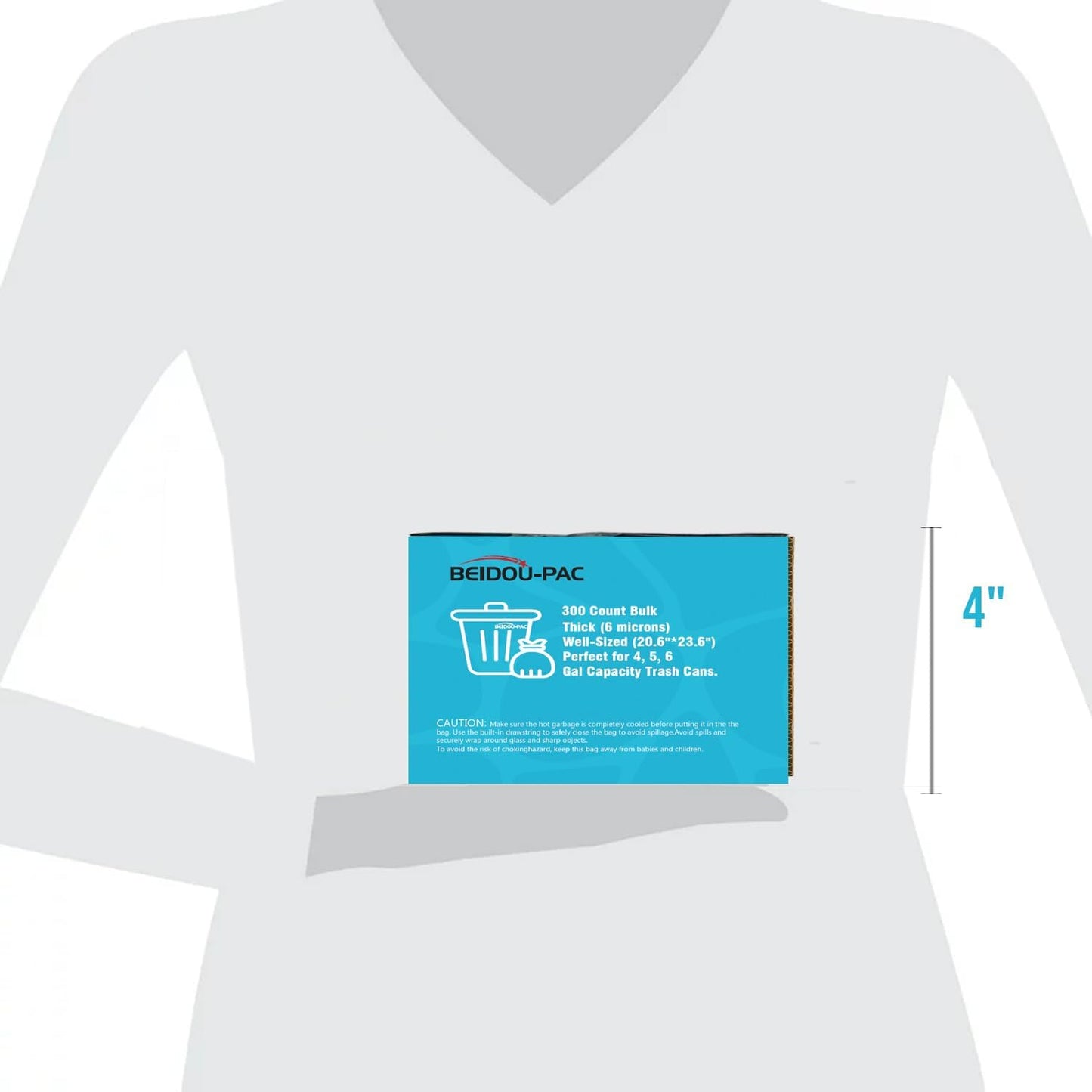 4-6 Gallon Trash Bags, 300 Count Bulk, Clear Plastic Recycling Bags, Multi-purpose Garbage Bags for Business Home Bathroom Kitchen Commercial and Industrial