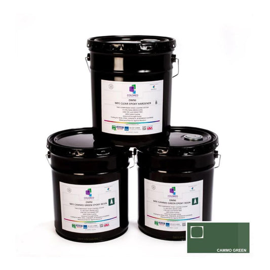 colored epoxies Cammo Green Epoxy Resin Coating Made with Beautiful and Vibrant Pigments, 100% solids, For Garage Floors, Basements, Concrete and Plywood. 15 Gallon