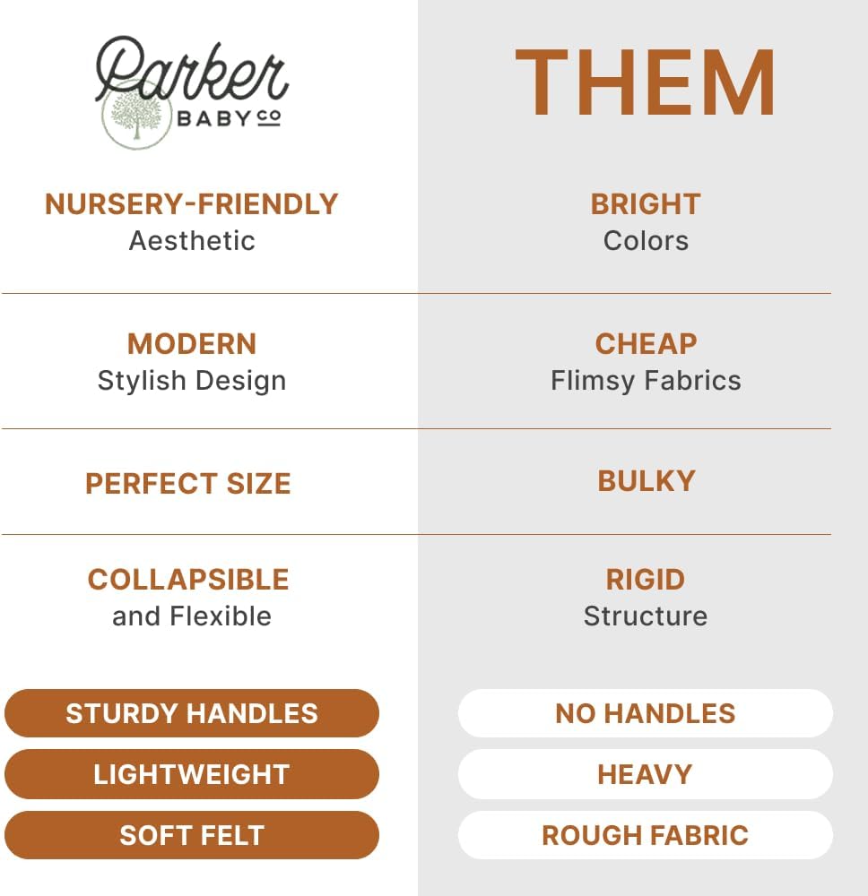 Parker Baby Nursery Laundry Hamper - Large Felt Storage Basket and Baby Hamper for Nursery (Oatmeal)