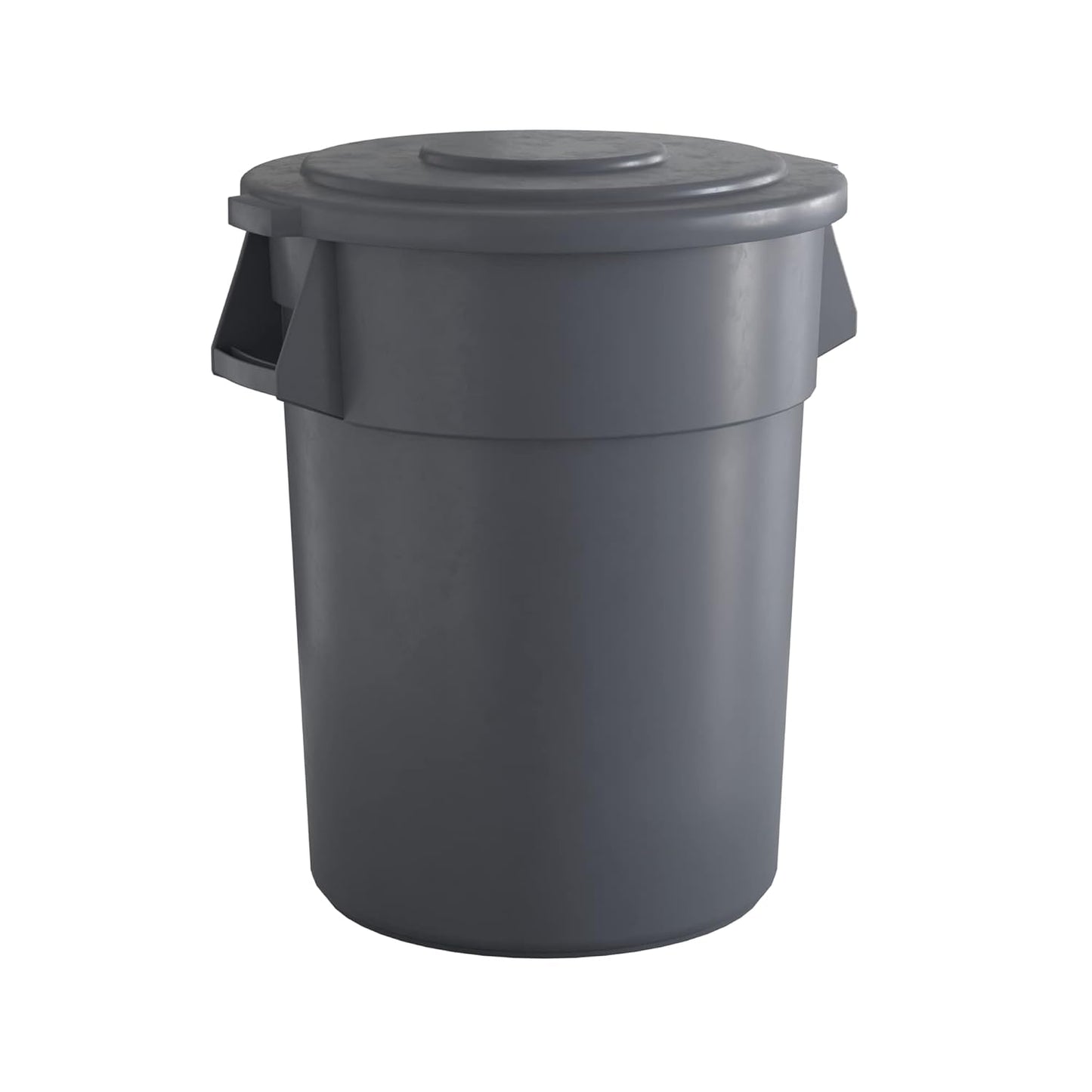 55 Gallon Gray Round Commercial Trash Can with Lid
