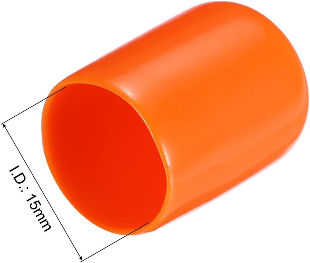 uxcell 20pcs Rubber End Caps 15mm(9/16") ID Vinyl PVC Round Tube Bolt Cap Cover Screw Thread Protectors,Orange