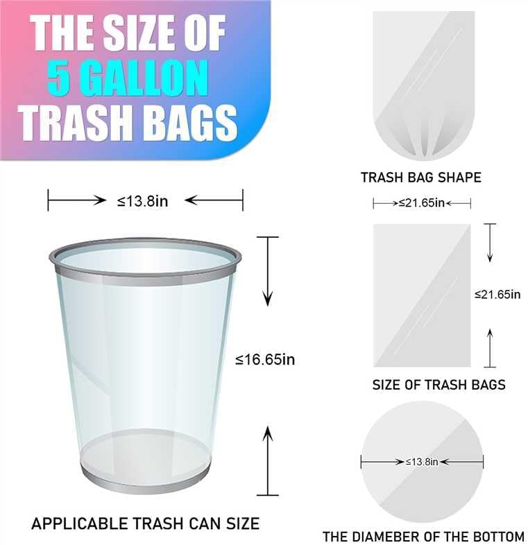 300 Count 5 Gallon Trash Bags - 18 Liter Colored Small Garbage Bags Unscented Wastebasket Liners 0.94 Mil Thick & Leakproof for Home Office Bedroom Bathroom