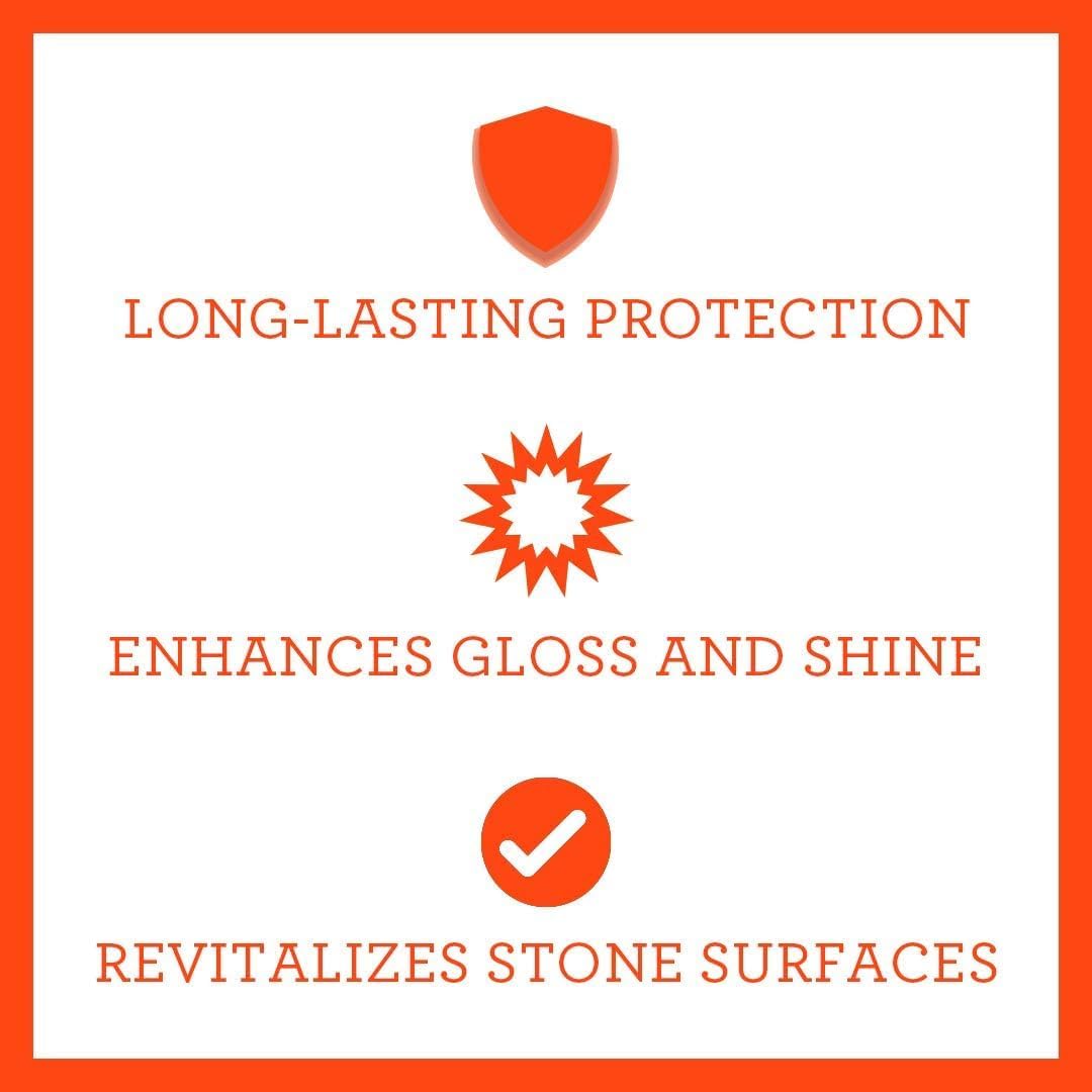 TriNova Granite Sealer & Protector Gallon Refill- Made in USA, Best Stone Polish, Protectant & Care Product - Easy Maintenance for Clean Countertop Surface, Marble, Tile