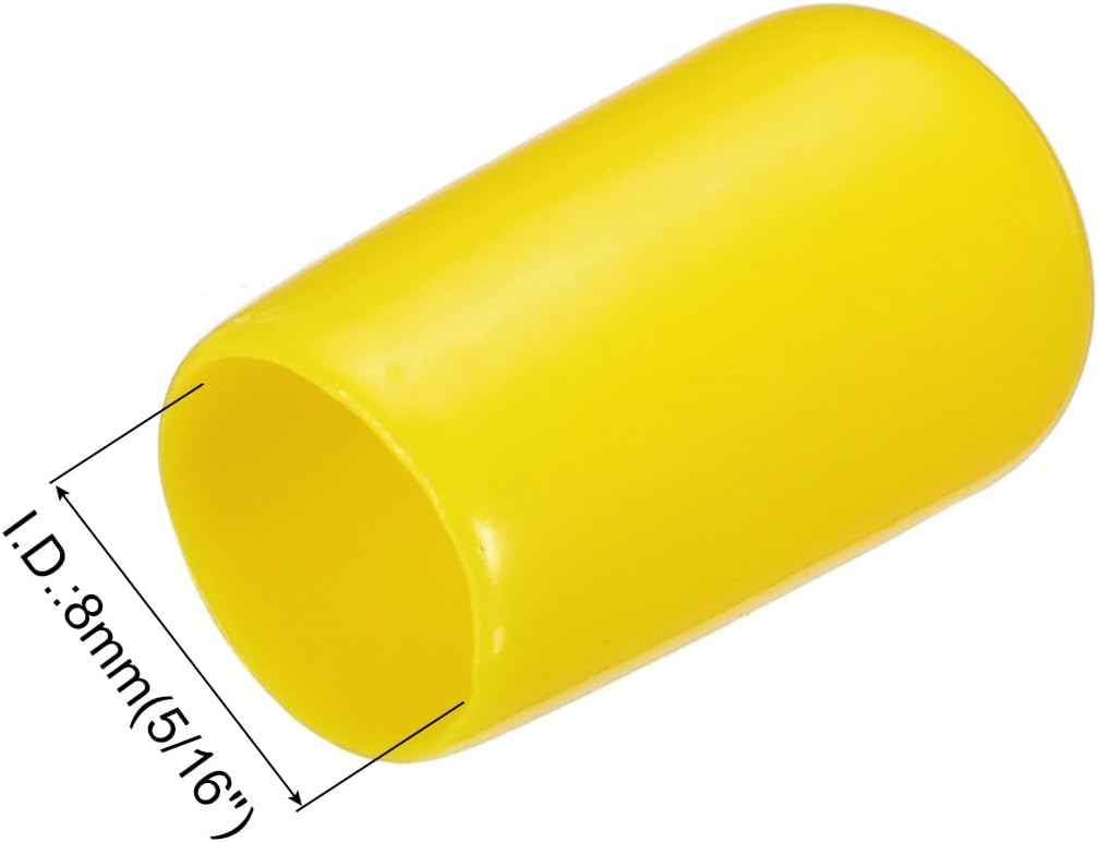 uxcell 20pcs Rubber End Caps 8mm(5/16") ID Vinyl PVC Round Tube Bolt Cap Cover Screw Thread Protectors Yellow