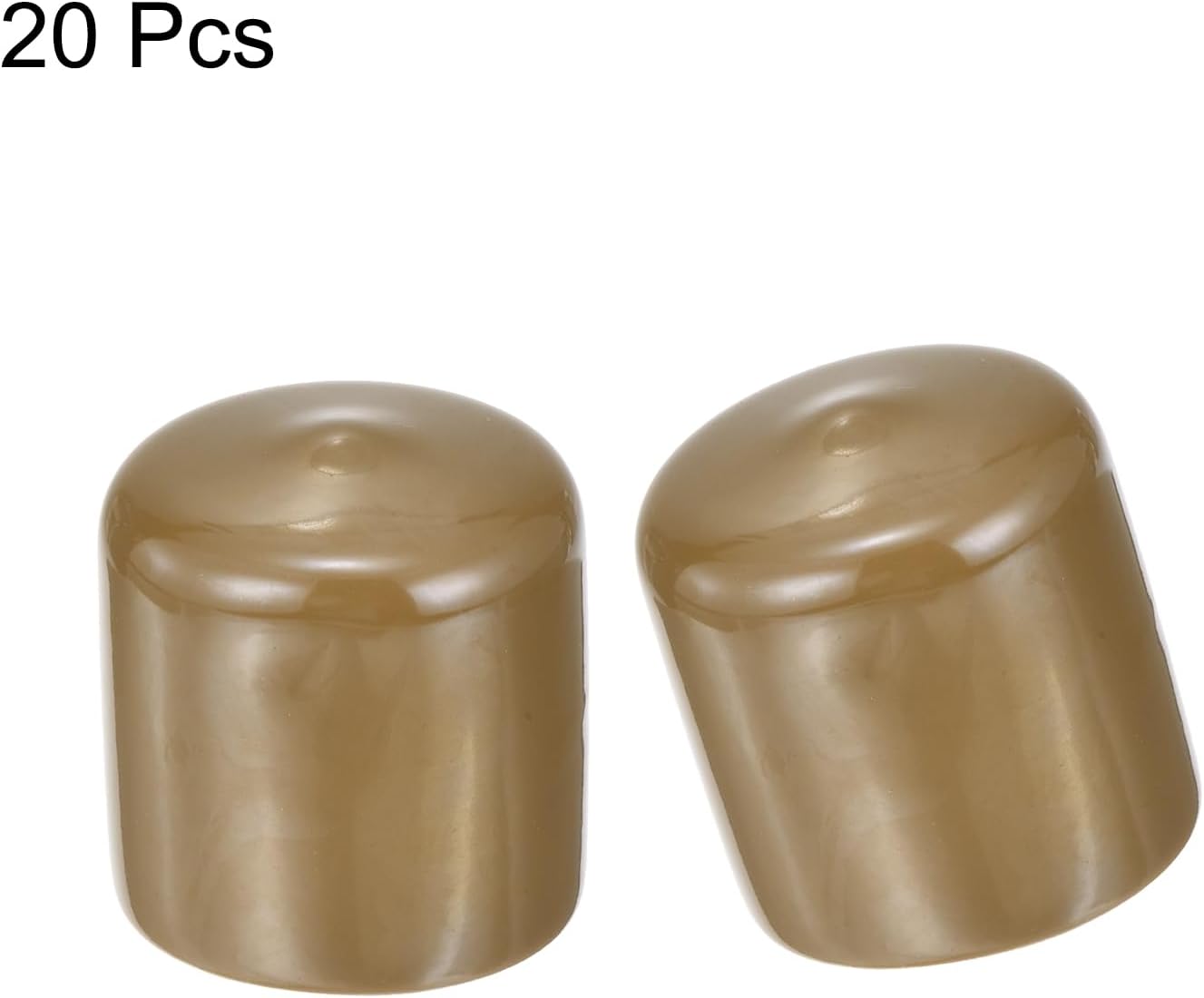 uxcell 20pcs Rubber End Caps 39mm(1 1/2") ID Vinyl PVC Round Tube Bolt Cap Cover Screw Thread Protectors Light Brown