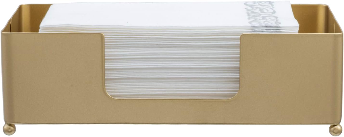 MyGift Paper Towel Holder Modern Gold-Tone Metal Tabletop Folded Paper Hand Towel Holder for Guest Bathroom, Commercial Countertop Tissue Paper Dispenser Tray for Trfold, C-Fold, Z-Fold