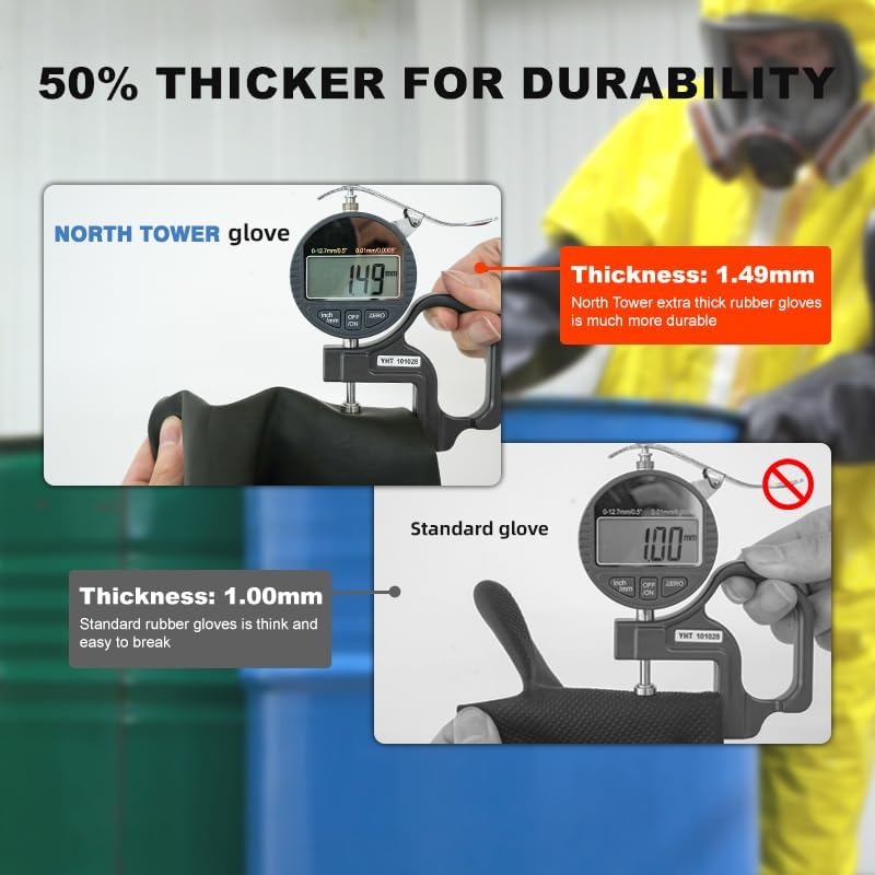 Heavy Latex Chemical Resistant Gloves - Reusable Long Rubber Dishwashing Gloves with Forearm Protection for Men - Waterproof, Industrial Safety Gear, Acid & Alkali Resistant, Oil-Proof，22“XL,1 Pair