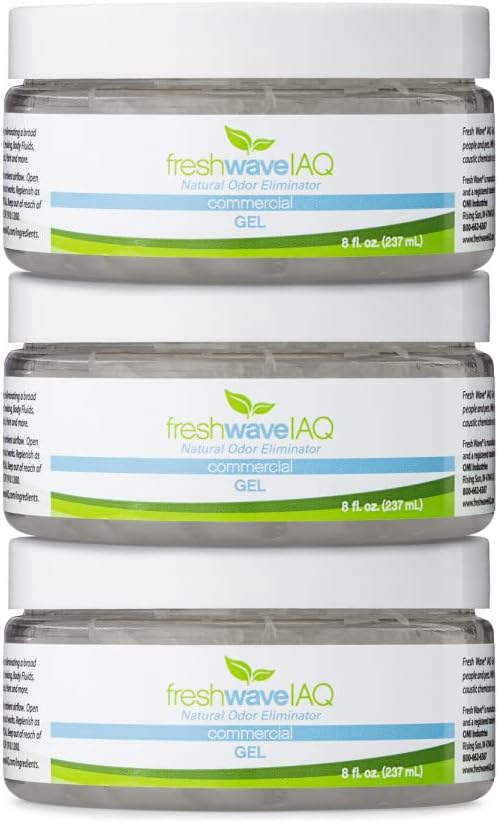 Fresh Wave IAQ Commercial Odor Eliminating Gel, 8 Fl. Oz. | Pack of 3 | Odor Absorbers for Home | Safer Odor Relief | Natural Plant-Based Odor Eliminator | Replace Every 15-60 Days