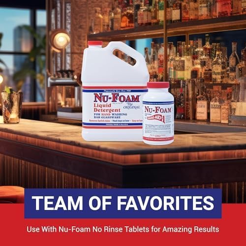 Nu-Foam Sanitizing Tablets for Bar Glassware – Superior Rinse Aid - Hand Washing Bar, Tavern, Brewery Supplies - Spotless Serving Glasses - 3 Pack 300 Tablets/ 1,800 Quarts Sanitizing Solution