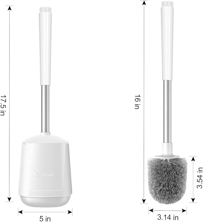 SetSail Toilet Brush and holder 3 Pack Toilet Bowl Brush and Holder Toilet Cleaner Brush with Nylon Bristles Ventilated Toilet Brushes for Bathroom with Holder for Toilet Scrubber Cleaning, Pure White