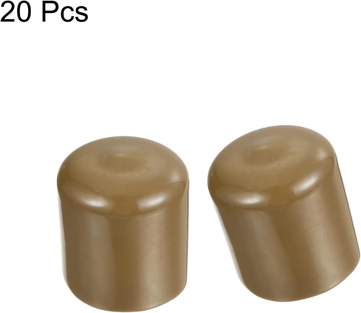 uxcell 20pcs Rubber End Caps 32mm(1 1/4") ID Vinyl PVC Round Tube Bolt Cap Cover Screw Thread Protectors Light Brown