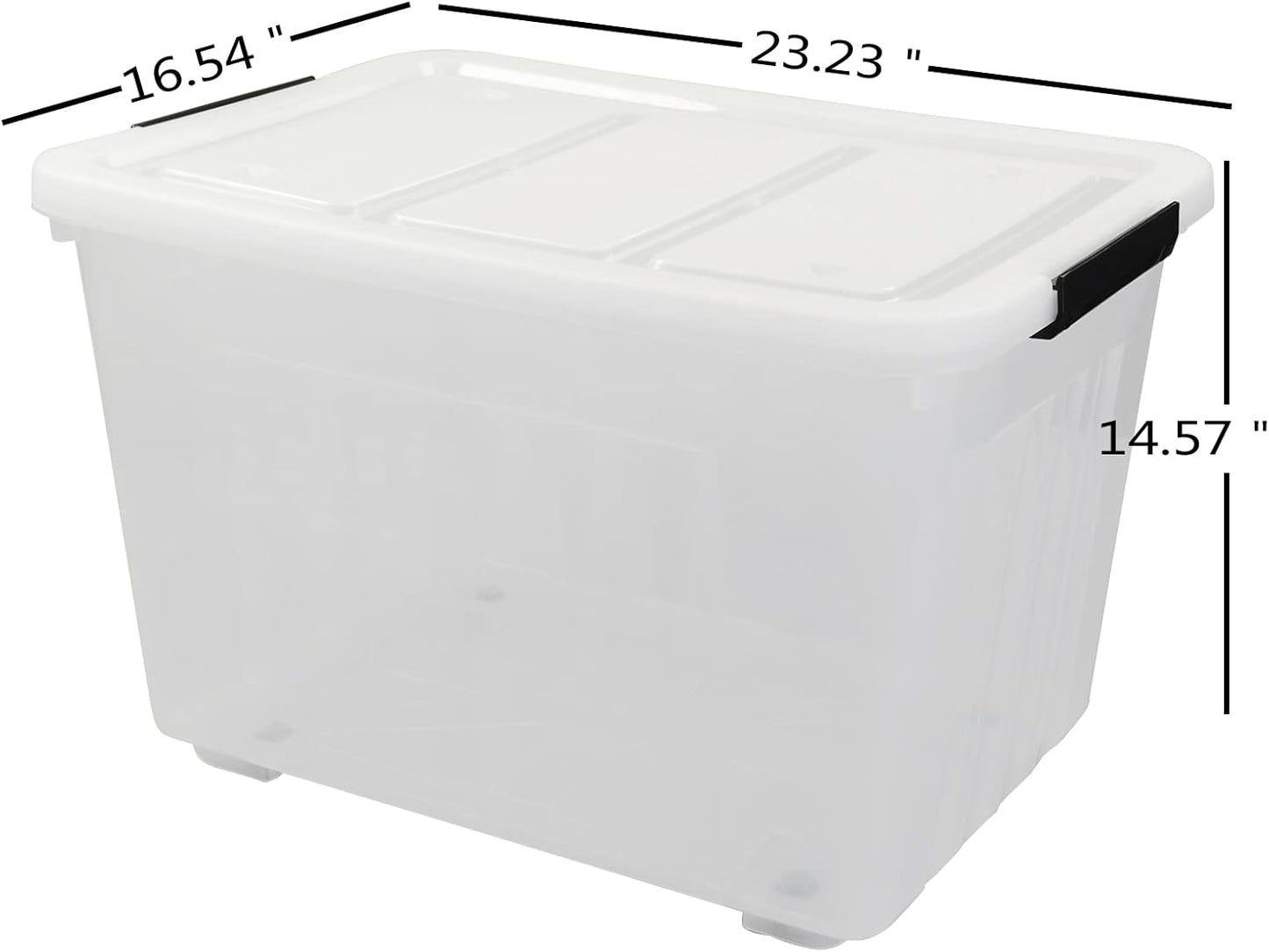 4 Packs 70L Large Plastic Storage Container with Wheels and Latching Lid, Stackable Storage Containers Bin, Clear