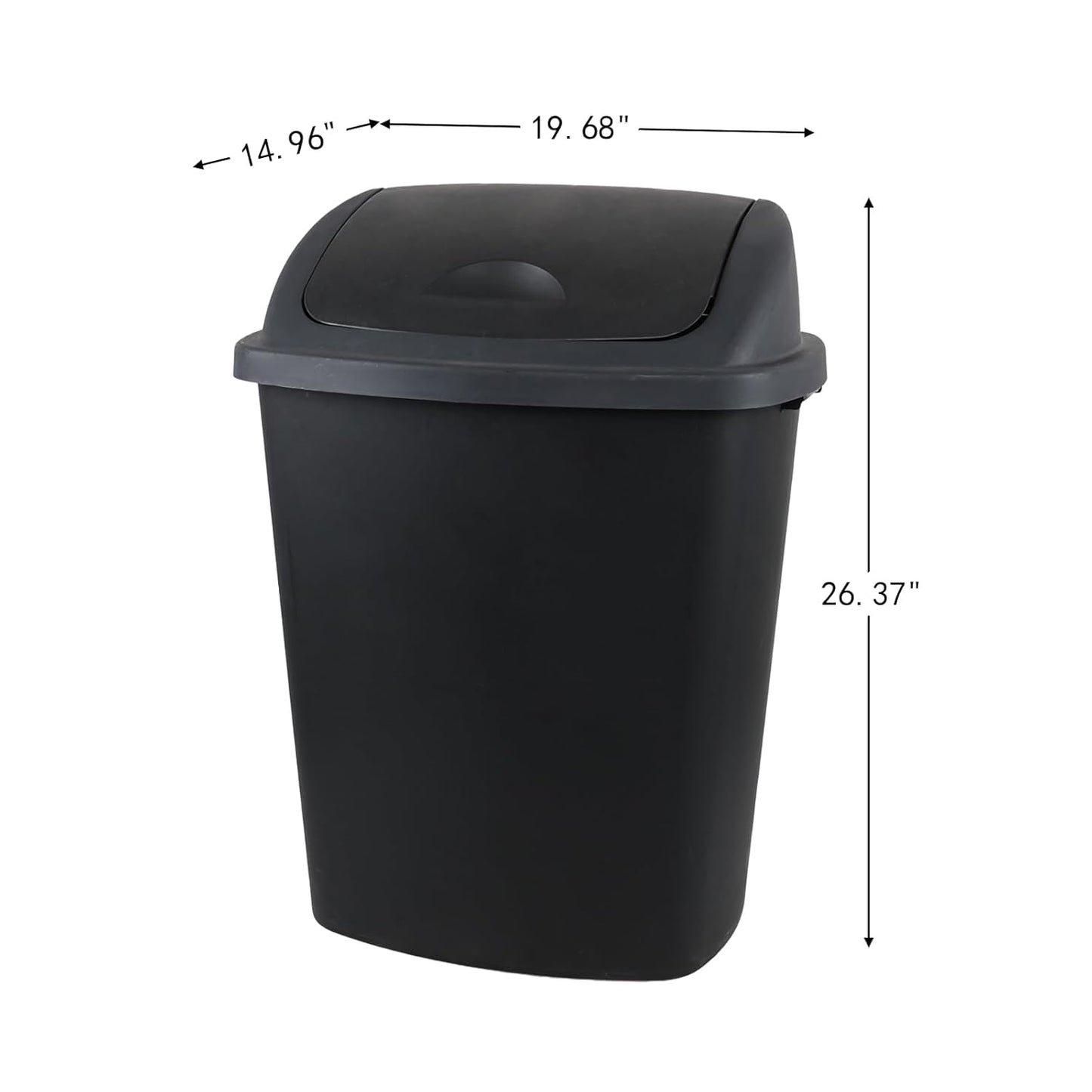 18 Gallon /70 L Swing Lid Large Garbage Bins, 4-Pack, Commercial Grade Plastic Trash Cans for Restaurants, Garages, Conference Rooms, Indoor Household and Commercial Use, Black