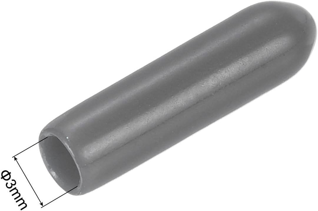 uxcell 20pcs Rubber End Caps 3mm(1/8") ID Vinyl PVC Round Tube Bolt Cap Cover Screw Thread Protectors Dark Grey