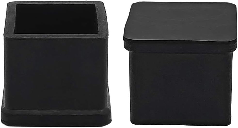 Flyshop Heavy Duty Non-Slip Rubber Leg Tips Square Chair Leg Floor Protectors 20mm x 20mm (13/16" x 13/16") 20pcs Black