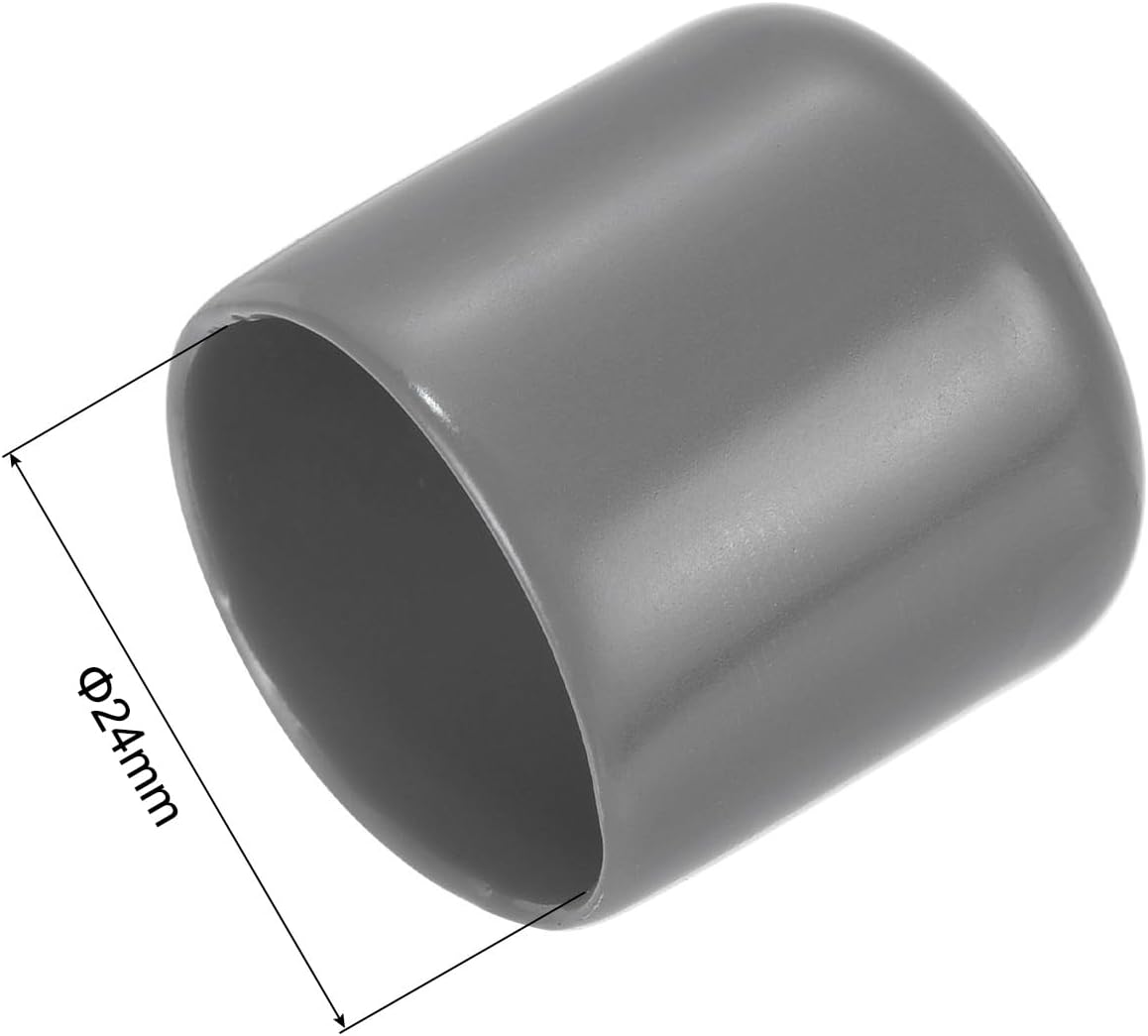 uxcell 20pcs Rubber End Caps 24mm ID Vinyl PVC Round Tube Bolt Cap Cover Screw Thread Protectors Dark Grey